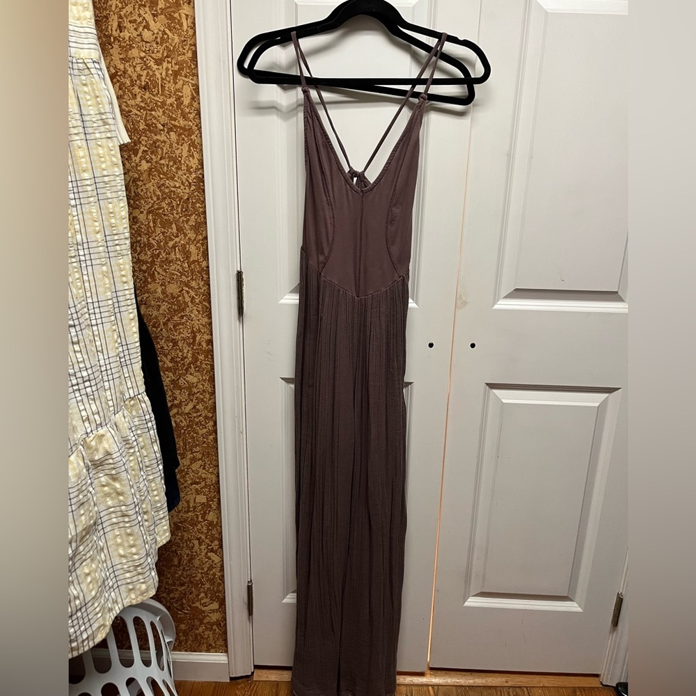 Out From Under Jersey Jumpsuit w Gauze Pant Legs. Mauve